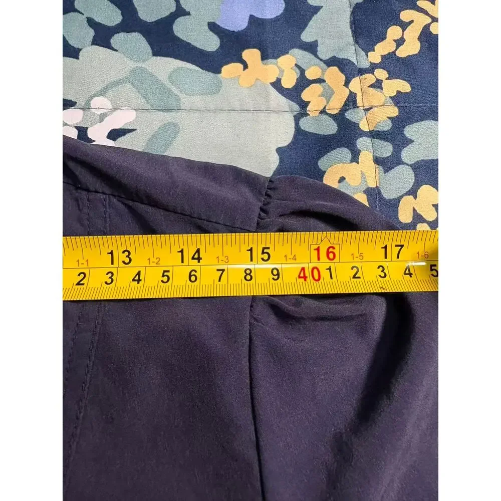 Navy Blue Ruffle Neck Bubble Hem Trench Coat Dress Jacket M - Picture 6 of 11